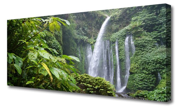 Tablou pe panza canvas Cascada Natura Verde Alb Gri