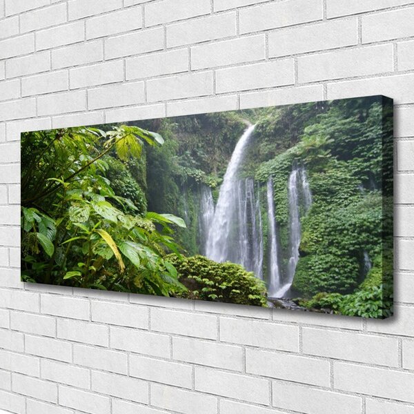 Tablou pe panza canvas Cascada Natura Verde Alb Gri
