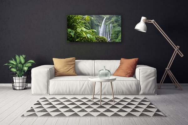 Tablou pe panza canvas Cascada Natura Verde Alb Gri