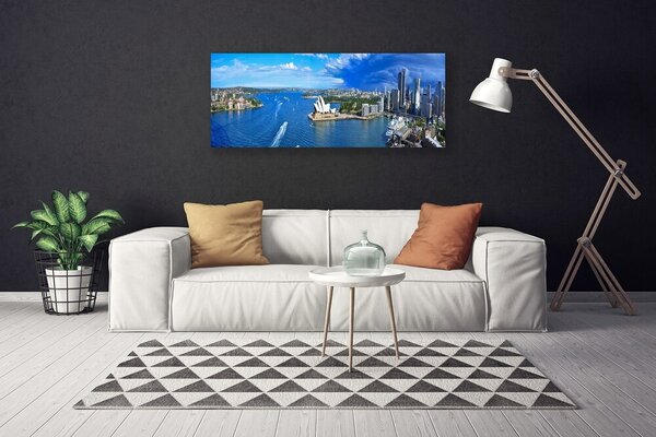 Tablou pe panza canvas Sea Town Case Albastru Gri Alb