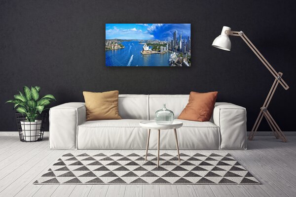 Tablou pe panza canvas Sea Town Case Albastru Gri Alb