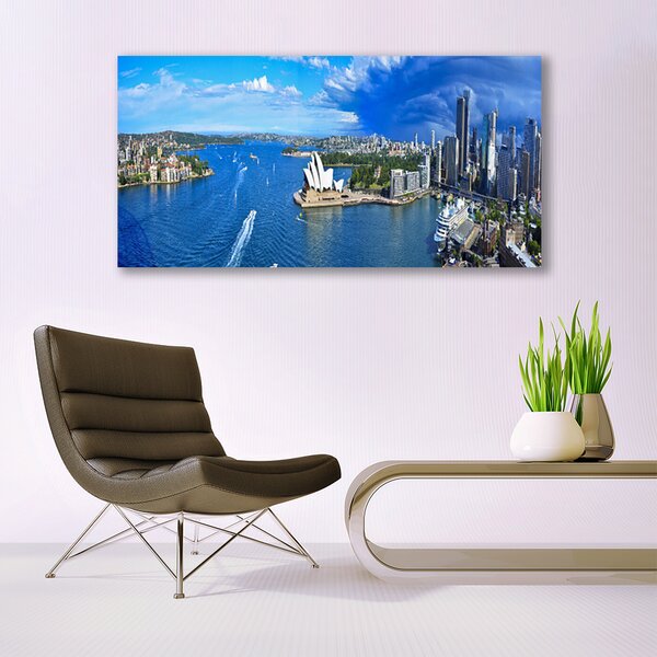 Tablou pe panza canvas Sea Town Case Albastru Gri Alb