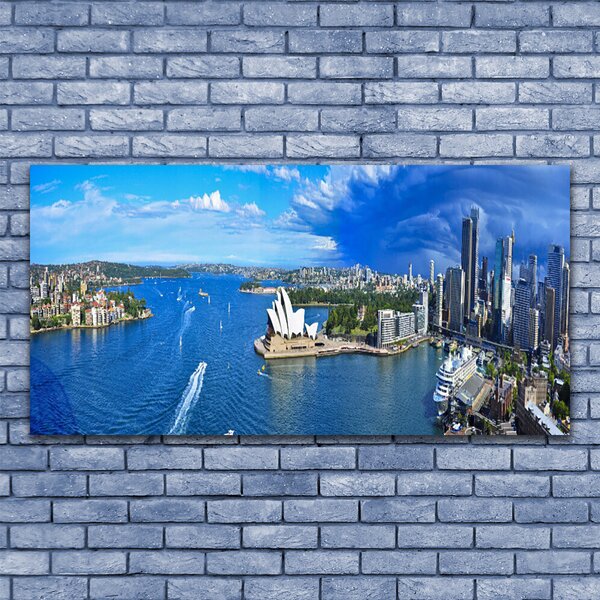 Tablou pe panza canvas Sea Town Case Albastru Gri Alb