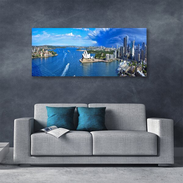 Tablou pe panza canvas Sea Town Case Albastru Gri Alb