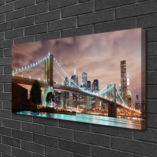 Tablou pe panza canvas Bridge City Arhitectura Maro Gri