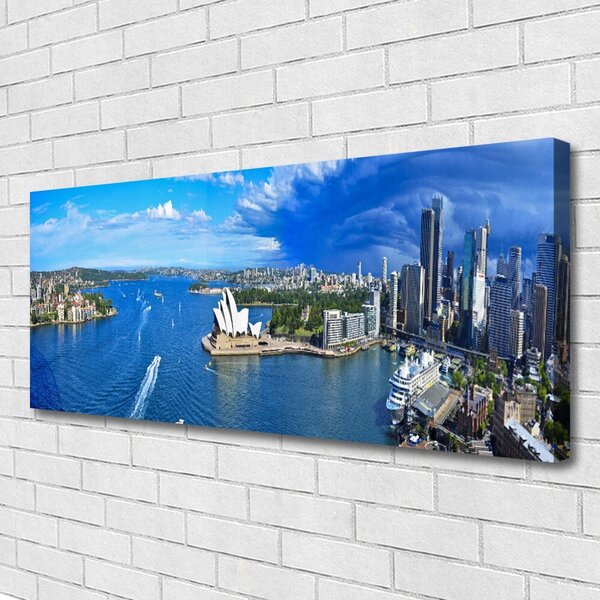 Tablou pe panza canvas Sea Town Case Albastru Gri Alb