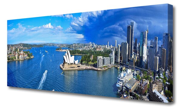 Tablou pe panza canvas Sea Town Case Albastru Gri Alb