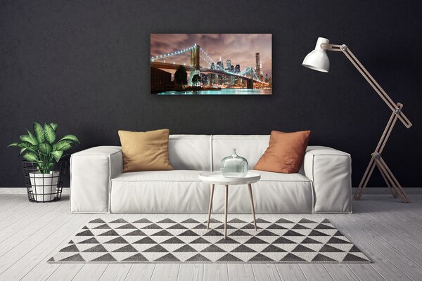Tablou pe panza canvas Bridge City Arhitectura Maro Gri