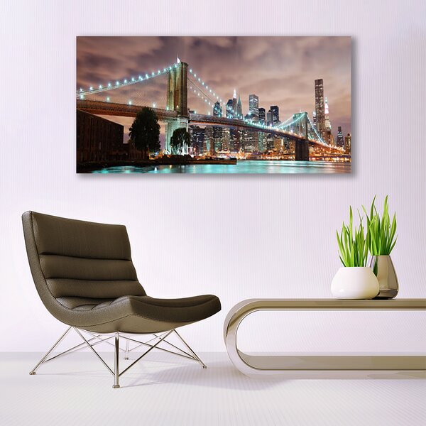 Tablou pe panza canvas Bridge City Arhitectura Maro Gri