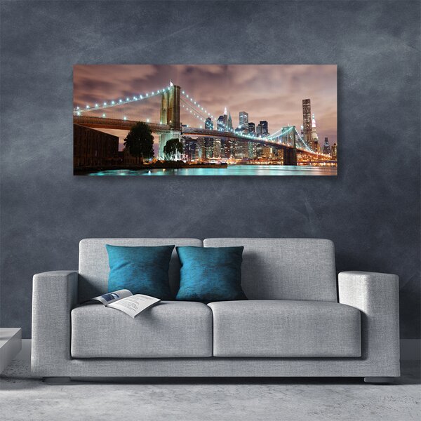 Tablou pe panza canvas Bridge City Arhitectura Maro Gri