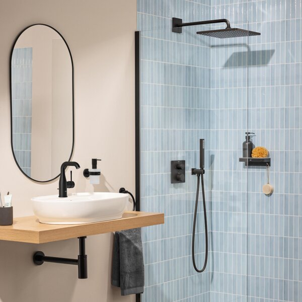 Grohe Rainshower Mono cap de duș cu braț 31x31 cm pătrat negru 265642430