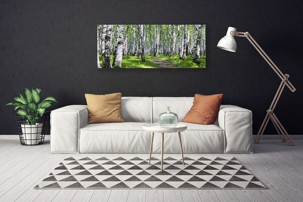 Tablou pe panza canvas Pădurea Potecă Natura Verde Maro Alb Negru