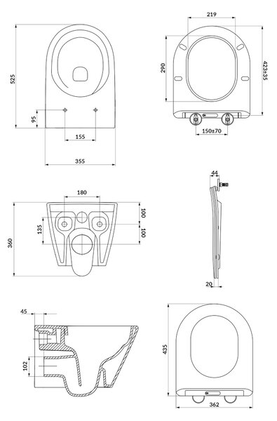 Cersanit City vas wc cu capac soft-close agăţat fără margine cu spălare turbionară alb S4004-137