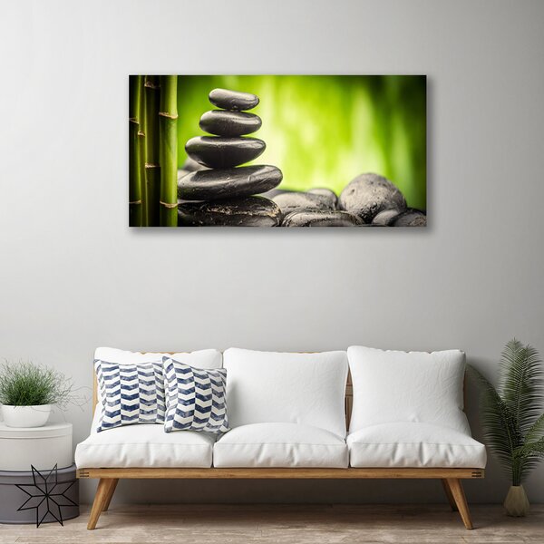 Tablou pe panza canvas Bamboo pietre Arta Verde Gri