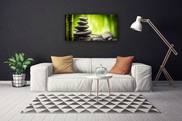 Tablou pe panza canvas Bamboo pietre Arta Verde Gri