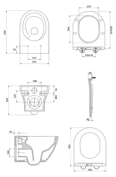 Cersanit Larga vas wc cu capac soft-close agăţat fără margine cu spălare turbionară alb S4026-009