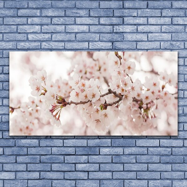 Tablou pe sticla Flori Floral alb