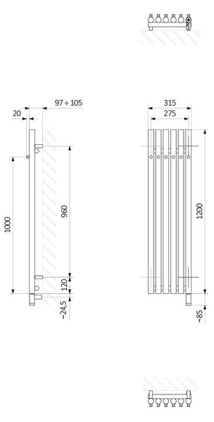 Oltens Stang calorifer electric cu încălzitor 120x31.5 cm cupru periat 55134610