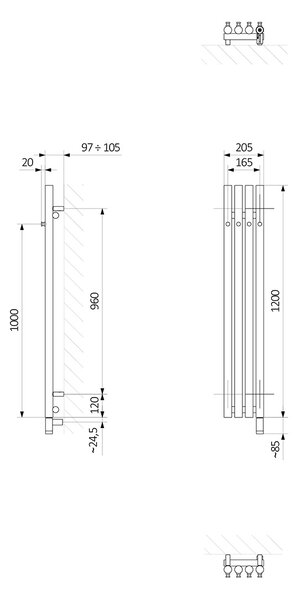 Oltens Stang calorifer electric cu încălzitor 120x20.5 cm alb 55132000