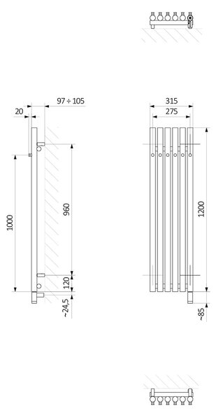 Oltens Stang calorifer electric cu încălzitor 120x31.5 cm alb 55134000
