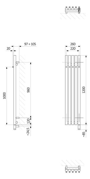 Oltens Stang calorifer electric cu încălzitor 120x26 cm alb 55133000