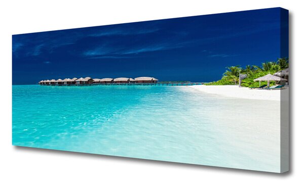 Tablou pe panza canvas Sea Beach Peisaj Albastru Alb