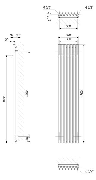 Oltens Stang calorifer de baie decorativ 180x37 cm alb 55029000