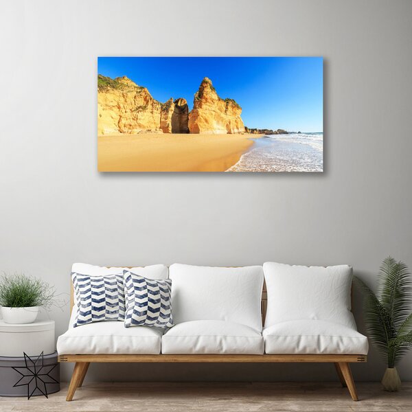 Tablou pe panza canvas Ocean Beach Peisaj Galben Albastru
