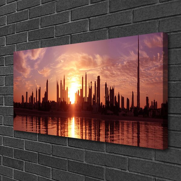 Tablou pe panza canvas Oraș Case Brown