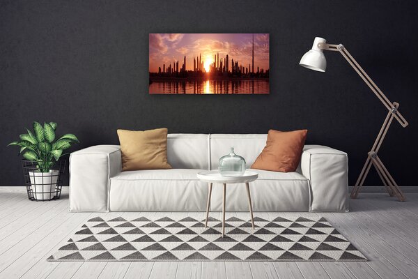 Tablou pe panza canvas Oraș Case Brown