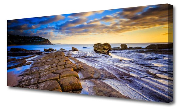 Tablou pe panza canvas Plaja Peisaj Gri Maro Albastru