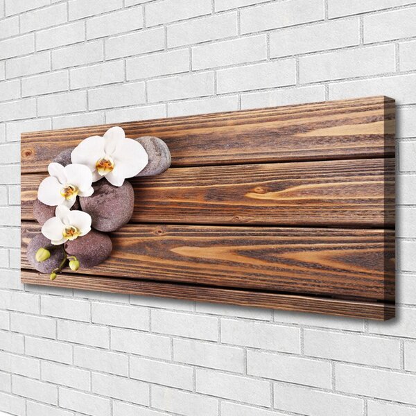 Tablou pe panza canvas Pietrele florale flori Alb Brun