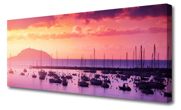 Tablou pe panza canvas Marea Peisaj Orange Purple