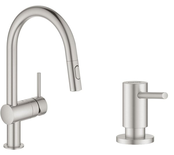 Set baterie bucătărie Grohe Minta 32321DC2, dozator de lichid Grohe Cosmopolitan 40535DC0