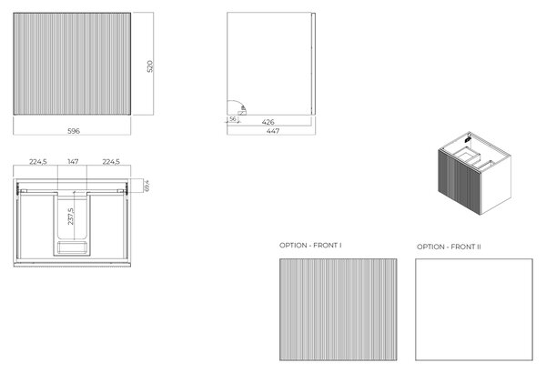 Oltens Lun dulap 60x44.7x52 cm sub chiuveta pe perete 60032900