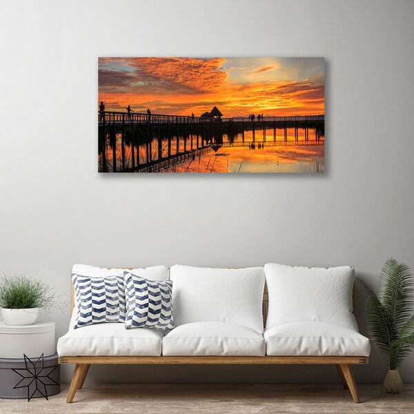 Tablou pe panza canvas Podul Mare Arhitectura Galben Maro Negru