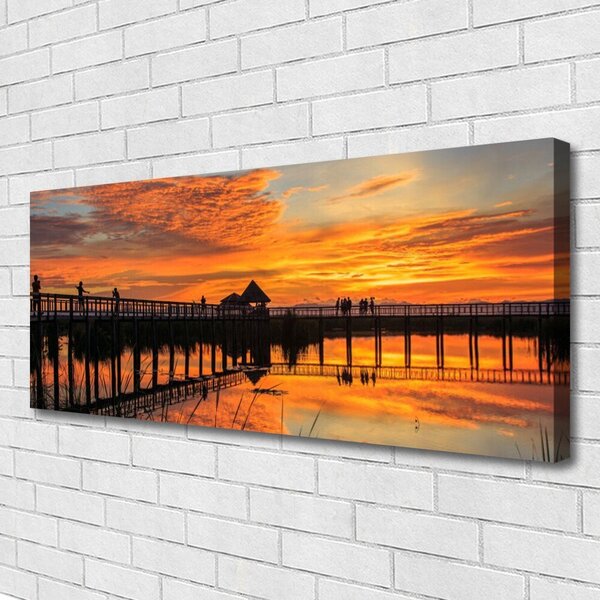 Tablou pe panza canvas Podul Mare Arhitectura Galben Maro Negru