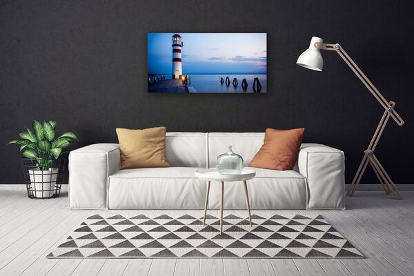 Tablou pe panza canvas Farul Marea Arhitectura Alb Roșu Albastru