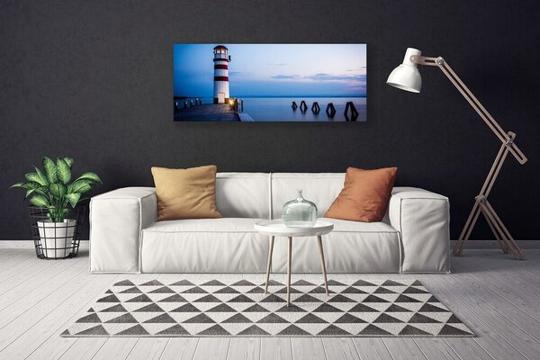 Tablou pe panza canvas Farul Marea Arhitectura Alb Roșu Albastru