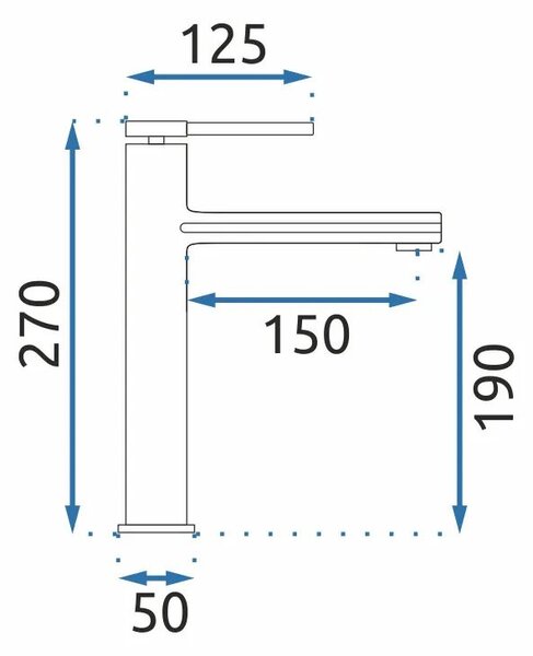 Baterie pentru lavoar REA OVAL CHROM high