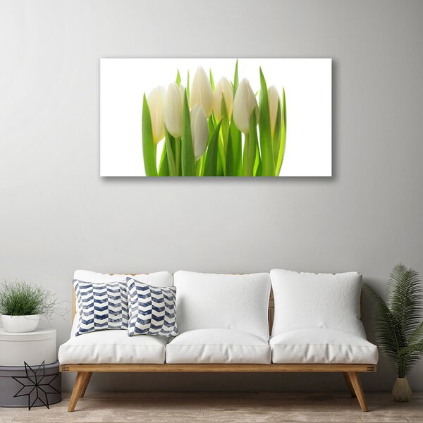 Tablou pe panza canvas Lalele Floral Alb Verde