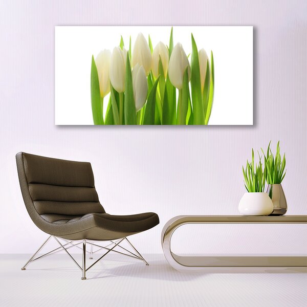 Tablou pe panza canvas Lalele Floral Alb Verde