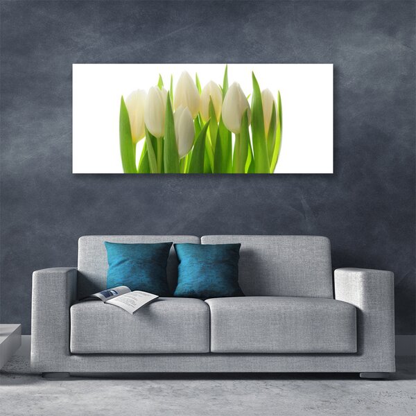 Tablou pe panza canvas Lalele Floral Alb Verde