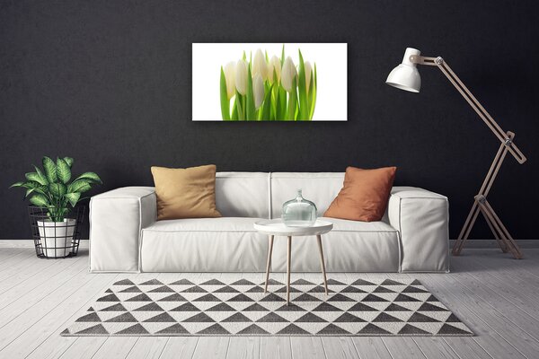 Tablou pe panza canvas Lalele Floral Alb Verde
