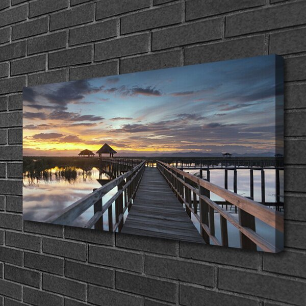 Tablou pe panza canvas Podul Arhitectura Gri Galben