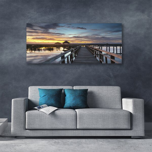 Tablou pe panza canvas Podul Arhitectura Gri Galben