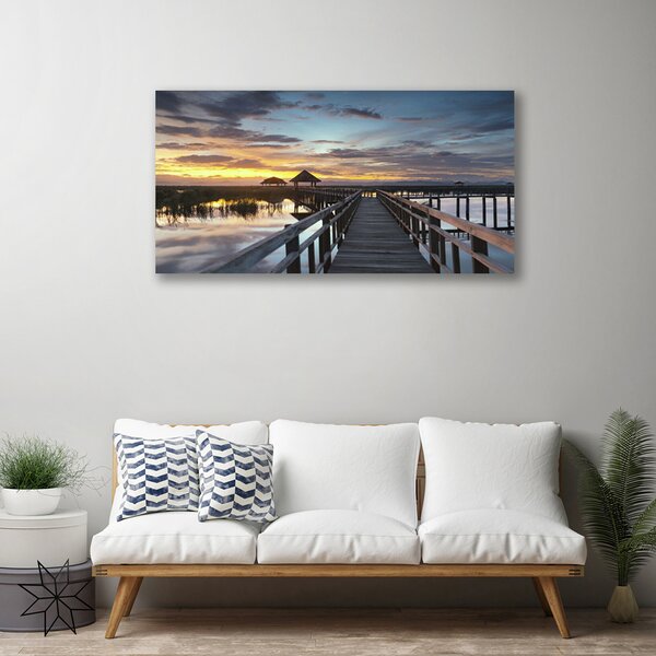 Tablou pe panza canvas Podul Arhitectura Gri Galben