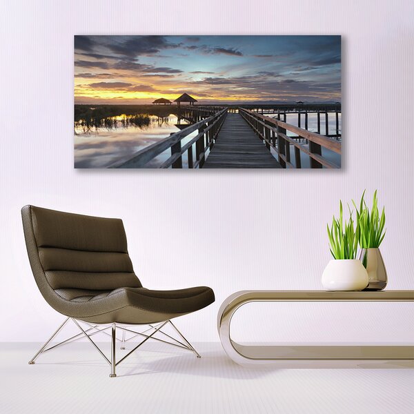 Tablou pe panza canvas Podul Arhitectura Gri Galben