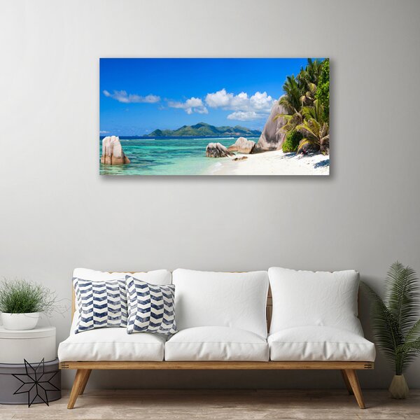 Tablou pe panza canvas Ocean Beach Peisaj Albastru Alb Verde Maro
