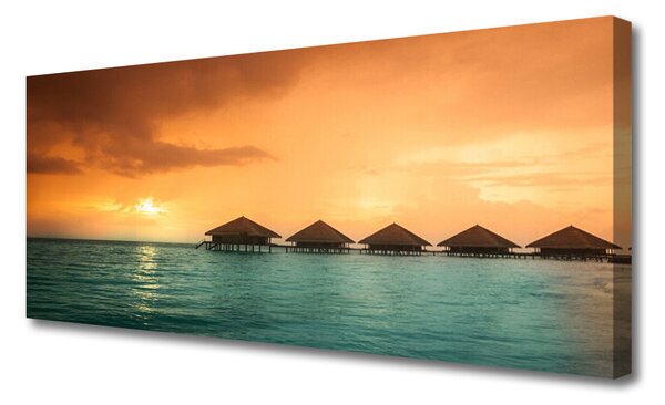 Tablou pe panza canvas Sea Sun Peisaj Albastru Galben